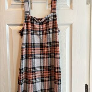 Free People Plaid Mini Dress - Black and Orange